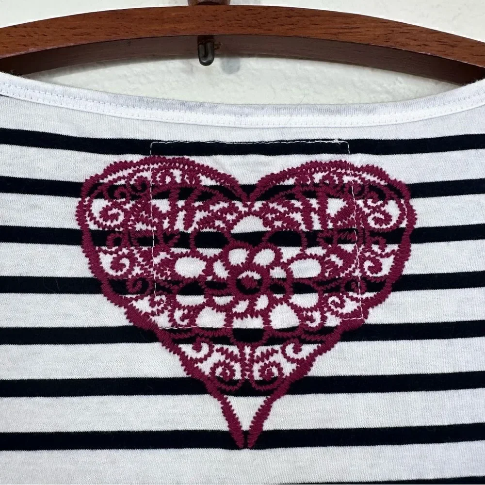 Johnny Was Los Angeles Embroidered Striped Short Sleeve Tunic Size XS